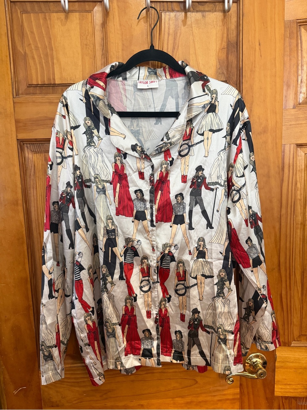 Taylor Swift White Button-Up Pajama Top and Bottoms (matching)
